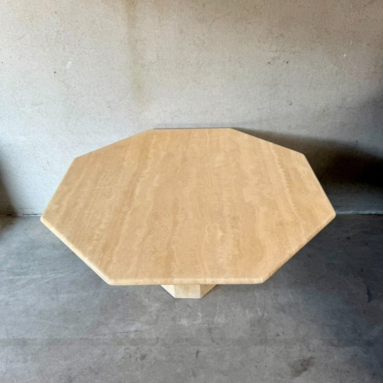 Image 1 of Mid-century Travertine octagonal dining table Italian design