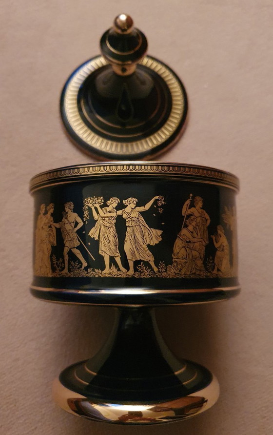 Image 1 of 24-carat gold-plated porcelain urn