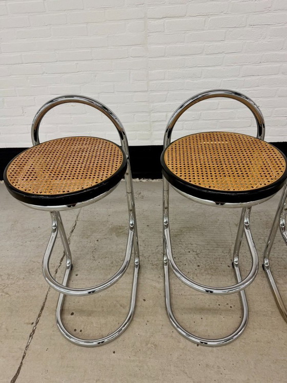 4 Vintage Italy Chrome Barstools – Barkrukken, Metal (photo 7 of 21)