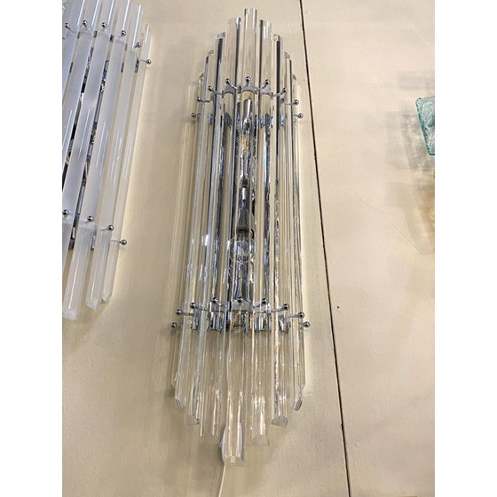 Image 1 of Clear Bars Murano Glass Sconces In Decò Style