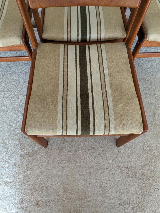 Ensemble vintage de 4 chaises de salle à manger danoises en teck, Bramin – Textile, Bois (photo 7 of 9)
