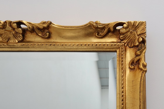 Image 1 of French Vintage square carved wooden gilded mirror in Baroque style