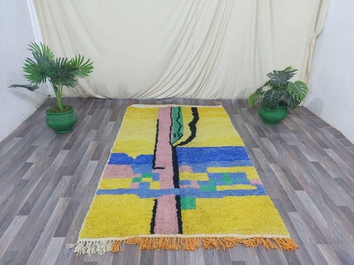 Alfombra tejida a mano de pura lana con coloridos diseños, 150/250 cm.