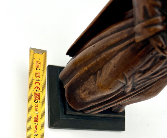 Image 1 of Handgeschnitzter Holz-Nussknacker in Form eines Mönchs – ca. 22 cm – frühes bis mittleres 20. Jahrhundert