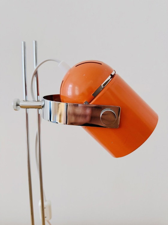 Lidokov Combi Lux Table lamp Stanislav Indra 70s CSSR Chrome Vintage Space Age, Metal, Plastic, Orange (photo 4 of 8)
