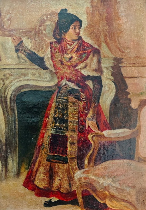 Image 1 of Antique Spanish Portrait – 19th Century – "Lady in Traditional Costume"