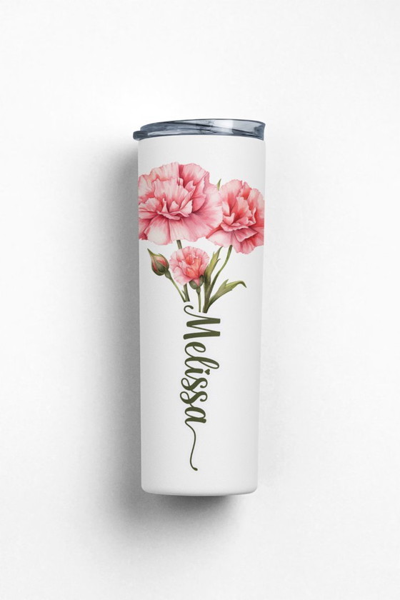 Image 1 of Personalized Birth Flower Tumbler, Custom Name Cup Birthday/Christmas/Mother's Day Gift for Her