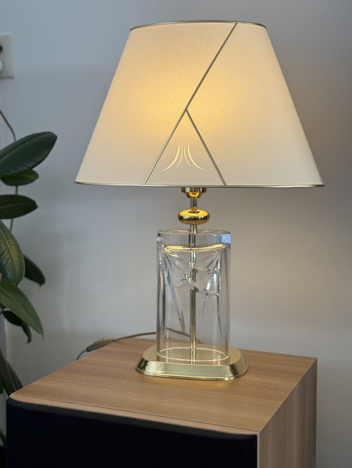 Lampada in vetro in stile Regency con elementi dorati