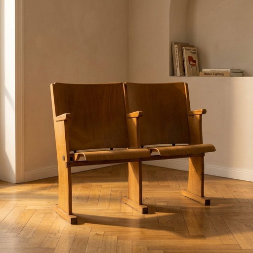 Cinema Chairs Mid-Century Wooden Cinema Seating, 1950s, Germany, 104 × 42 × 85.5 cm – fauteuils