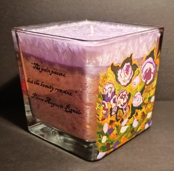Rosas · Objeto de colección 1/1 Vela funcional pintada a mano - Inspirado en Pierre-Auguste Renoir (photo 2 of 8)