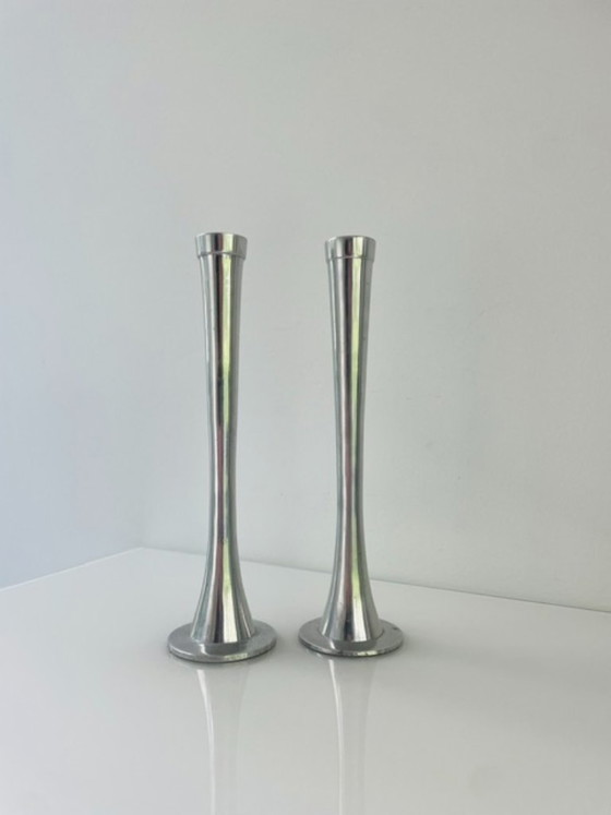 Image 1 of Set minimalistische metalen kandelaren - 27 cm hoog