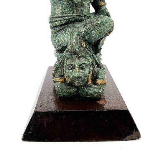 Image 1 of Vintage sculptuur in pre-Columbiaanse stijl – malachietlook (Midden 20e eeuw)