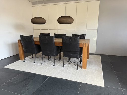 6x Montis Chaplin Zwart Leder Met Nieuw Binnenwerk