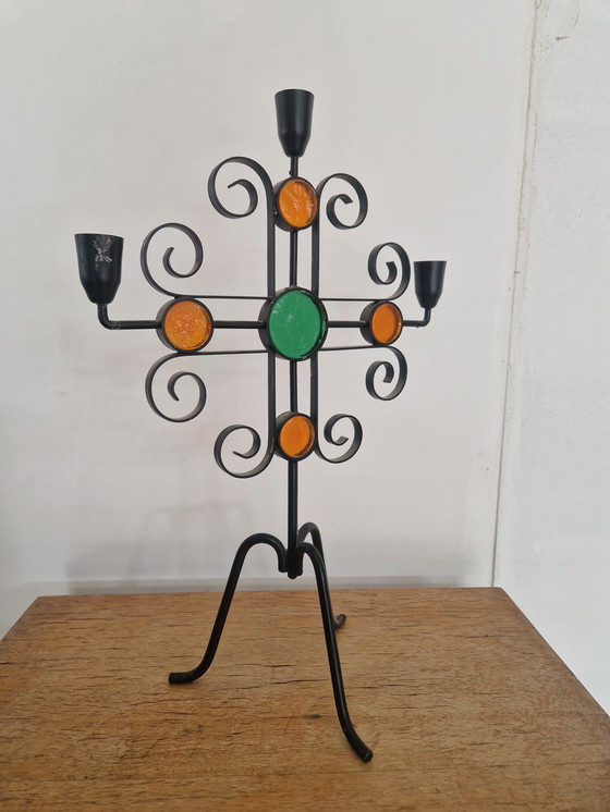 Image 1 of Gunnar Ander Ystad metal brutalist kandelaar