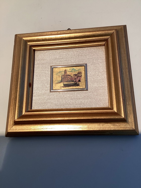 Duo set Certified Vintage Italian Miniatures on 23K Gold Leaf., Art, Glass, Brown (photo 5 of 8)