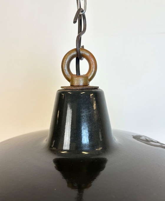 Image 1 of Black Enamel Industrial Pendant Lamp, 1950s