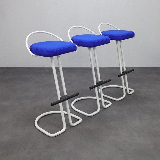 Set of 3 Postmodern Bar Stools, 1980s