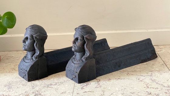 Image 1 of Paire de CHENETS Anciens Fonte d'Acier VINTAGE