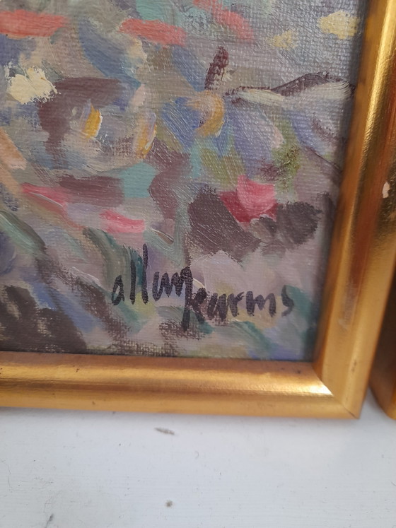 Image 1 of Pair of Danish floral paintings signed Allan Karms