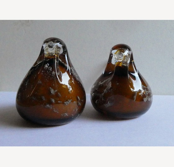 Image 1 of 2 vogels, Murano glas, mussen, luchtbellen, Italië jaren 80