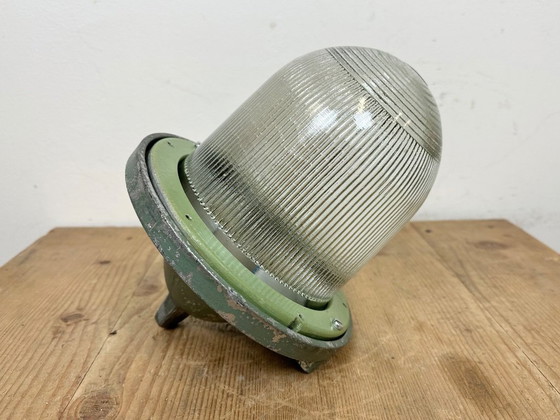 Image 1 of Lampada da bunker industriale verde di Polam Gdansk, anni '60