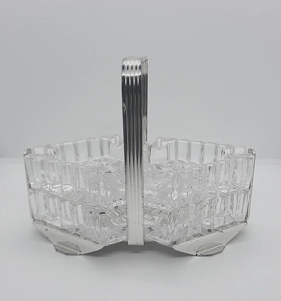Image 1 of Portacenere vintage in cristallo con quattro posacenere – Design di metà secolo