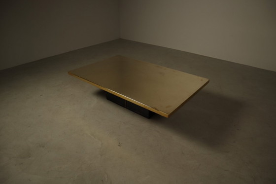 Image 1 of Mesa de centro de latón grabado de Christian Heckscher, Bélgica, década de 1970.