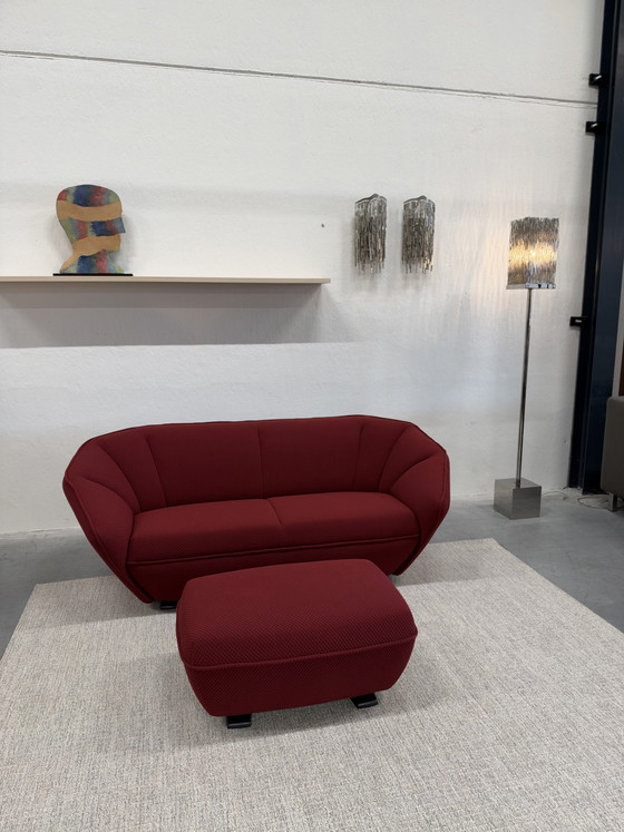 Canapé Pode Colla 2,5 places avec pouf Tissu rouge – Canapés 2 places, Autre (photo 6 of 7)