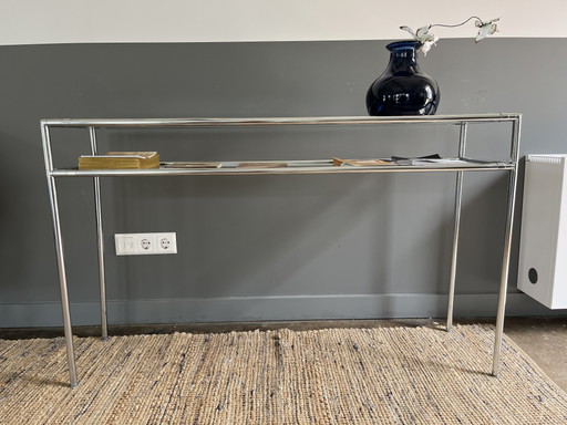 Quality glass / chrome side table Bauhaus style