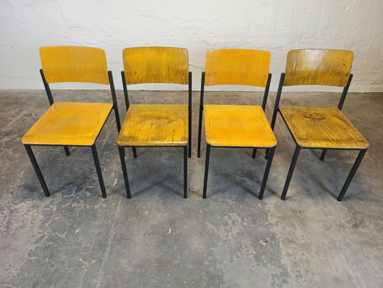 4 x sedie industriali vintage – Sedie da pranzo, Metallo, Legno (photo 9 of 15)