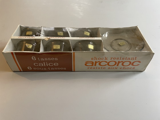 Image 1 of Bicchiere vintage francese Arcoroc: scatola da 6 tazze e piattini