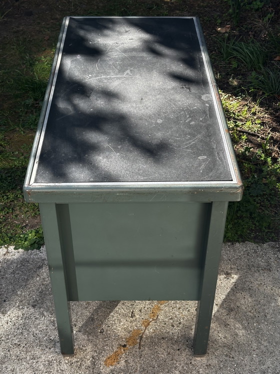 Scrivania compatta industriale vintage in metallo verde – Anni '50 – Scrivanie (photo 10 of 15)