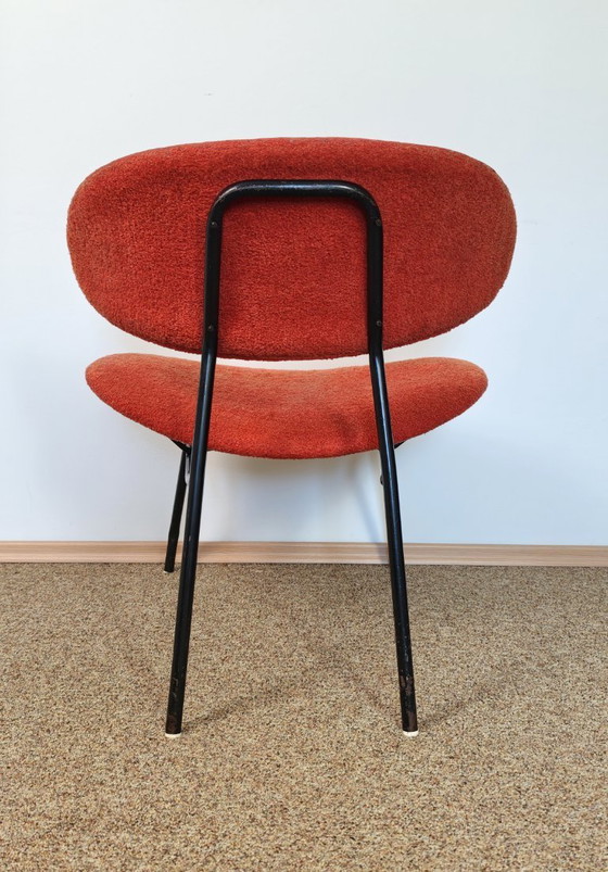 Image 1 of Gastone Rinaldi Chair / Mid Century Modern Italian Design Lounge chair / 1960s Wire Easy Chair / Orange Boucle Retro Furniture
