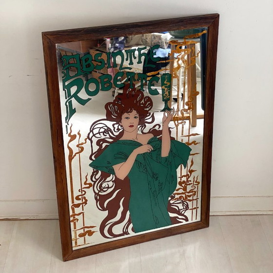 Image 1 of Absinth Robette Jugendstil Werbung Bemalter Spiegel