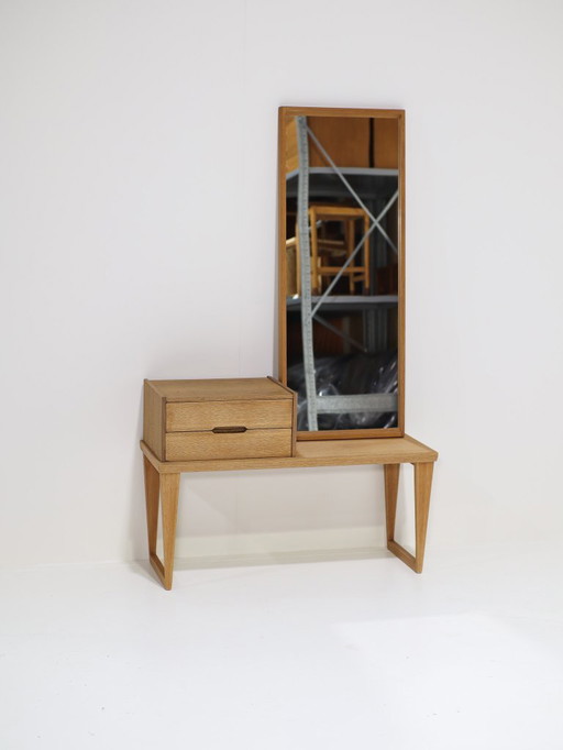 Kai Kristiansen hall cupboard with mirror Aksel Kjersgaard oak