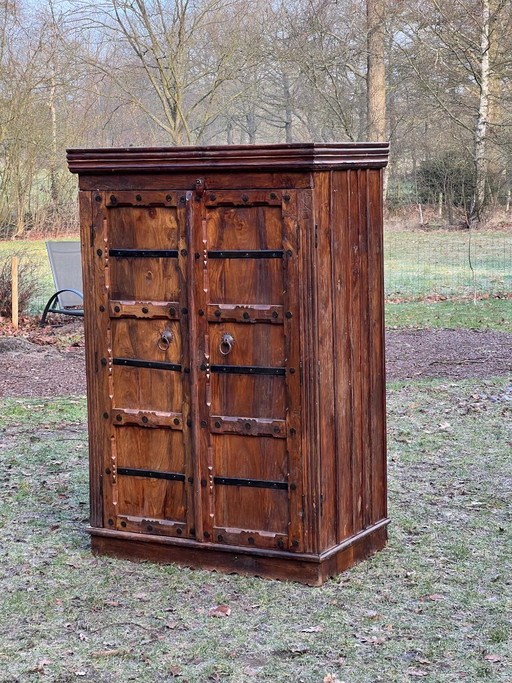 Auténtico armario de madera indio de 150 x 95 x 57 cm, de madera de teca.