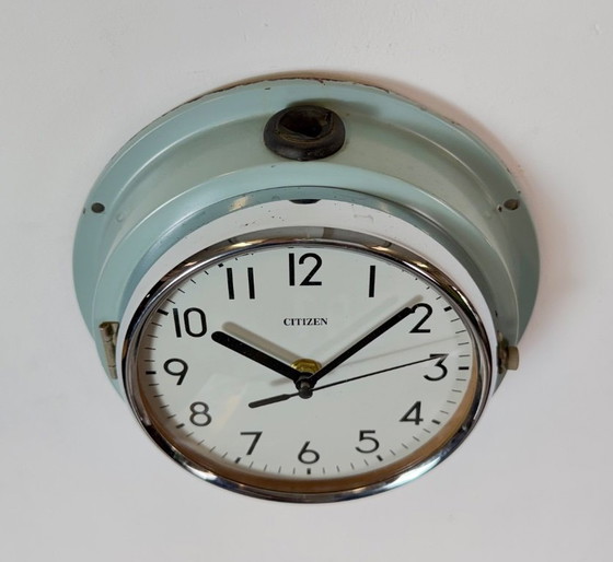 Horloge murale Citizen bleue vintage pour navires, années 1970, Pendules, Métal, Verre (photo 5 sur 15)