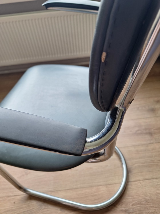 Image 1 of Sedia con struttura tubolare cromata e pelle Wit 3011