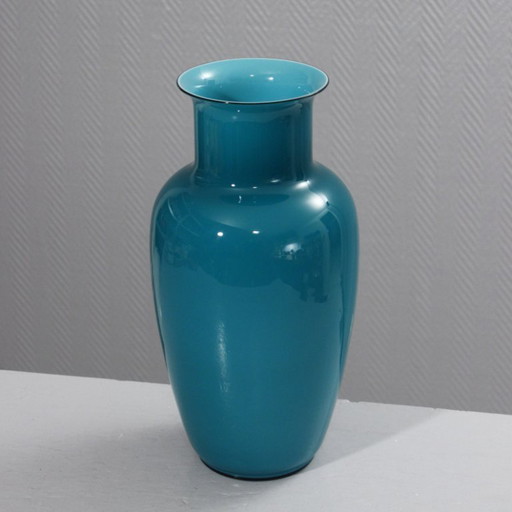 Ezio Rizzetto De Majo Murano - Large turquoise blown glass vase 1995