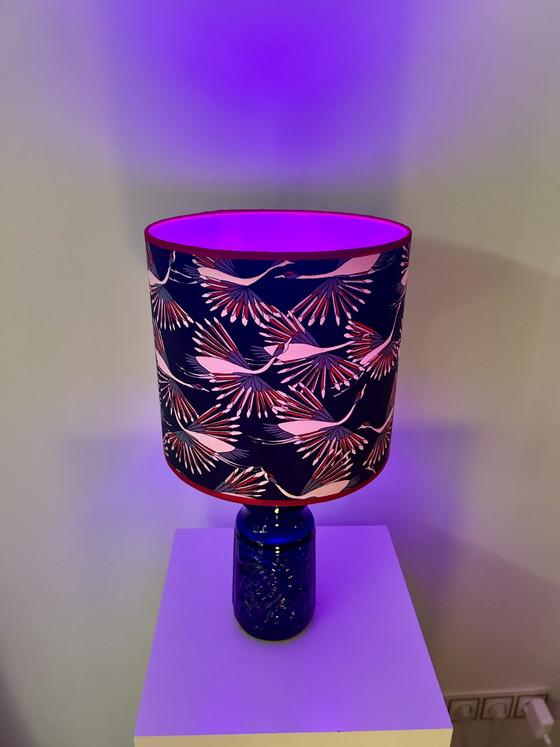 Image 1 of Medium-sized table lamp made of West German Pottery ceramic in vibrant cobalt blue.