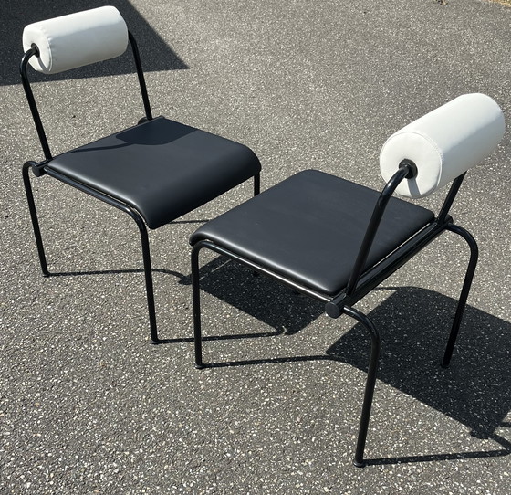 Image 1 of 2 sedie postmoderne Memphis, nere e bianche