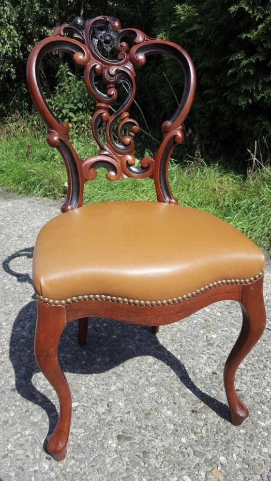 Image 1 of 4 Horrix Barock-Esszimmerstühle im Biedermeier-Stil aus Leder
