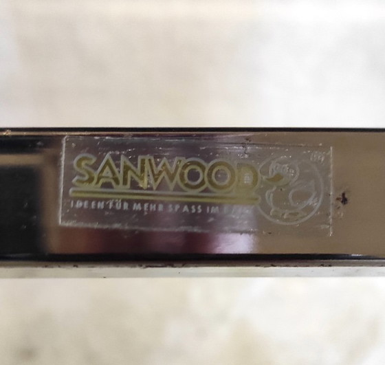 Image 1 of Taburete de diseño en metal cromado y polipiel blanca - mediados del siglo XX