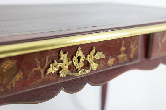 Image 1 of Bureau Plat de Style Louis XV à Décor de Scènes Lacustres, Circa 1850