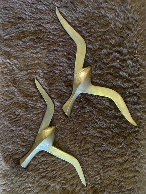 2 copper/brass wall birds