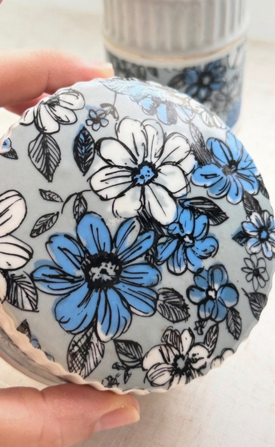 Image 1 of Floral ceramic vanity set, 1970s