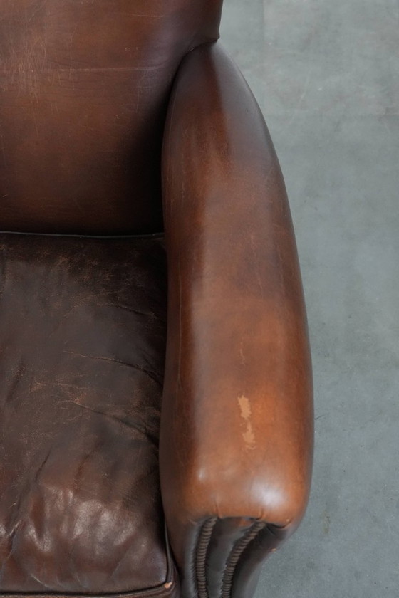 Image 1 of 2 x Vintage schapenleren fauteuil met prachtige warme kleuren