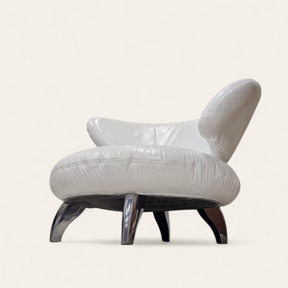 Image 1 of Yin&Yang - Chaises longues italiennes sculpturales en cuir et chrome