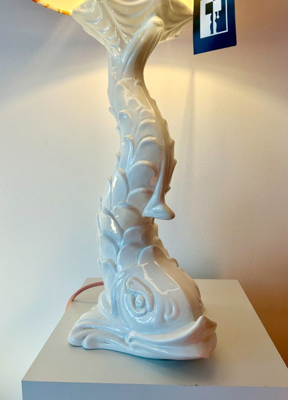 Image 1 of Italiaans Modern: Opvallende keramische lamp uit de jaren 60 uit Italië - volledig gerestaureerd - nieuwe lampenkap