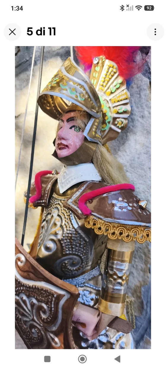 Marionnette vintage Angelica, 50 cm, armure en laiton, pour cérémonie d'honneur – Objets déco, Metal, Textile (photo 5 of 12)